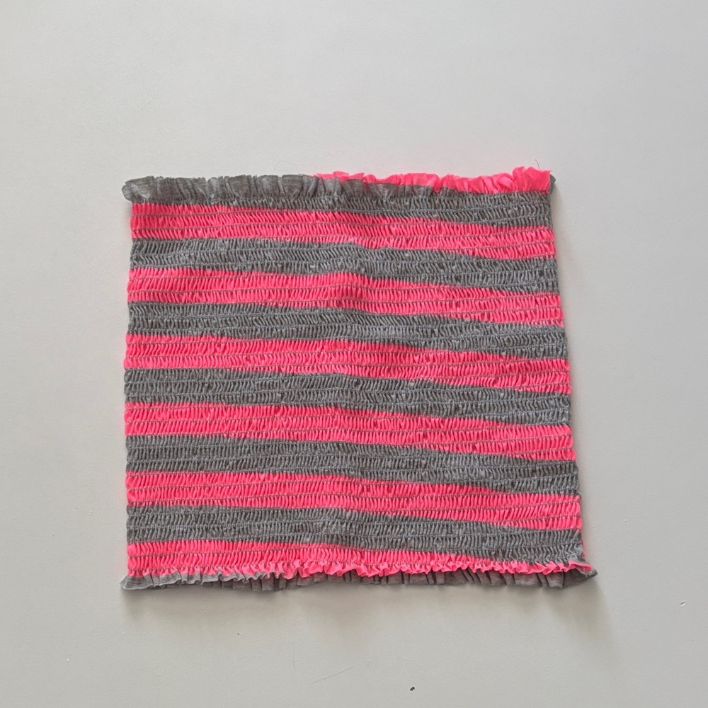 Vibrant Pink and Gray Striped Crop Top